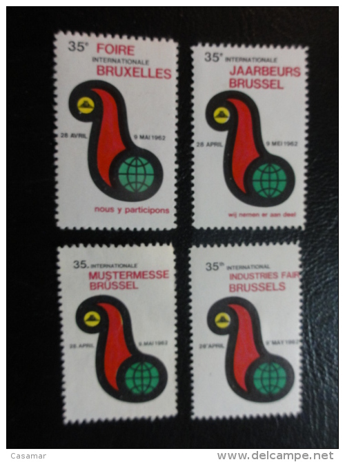 1962 Foire Bruxelles 4 Different Languages Vignette Poster Stamp Label Belgium - Erinnophilia [E]