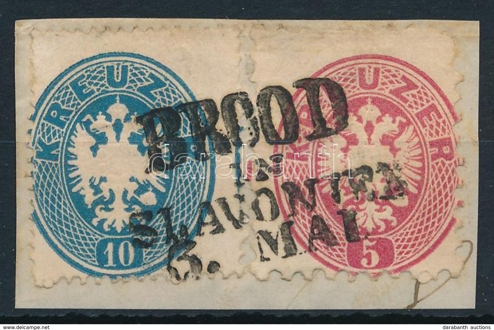 1863 10kr + 1864 5 Kr Vegyes Bermentesites   ,,BROOD IN SLAVONIEN' - Other & Unclassified