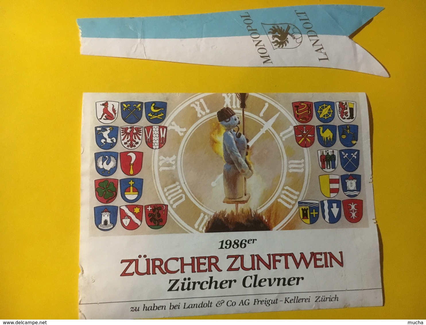 7984 - Zürcher Zunftwein 1986 Clevner (pinot Noir) Suisse Tradition "on Brûle Le Bonhomme Hiver" - Autres & Non Classés