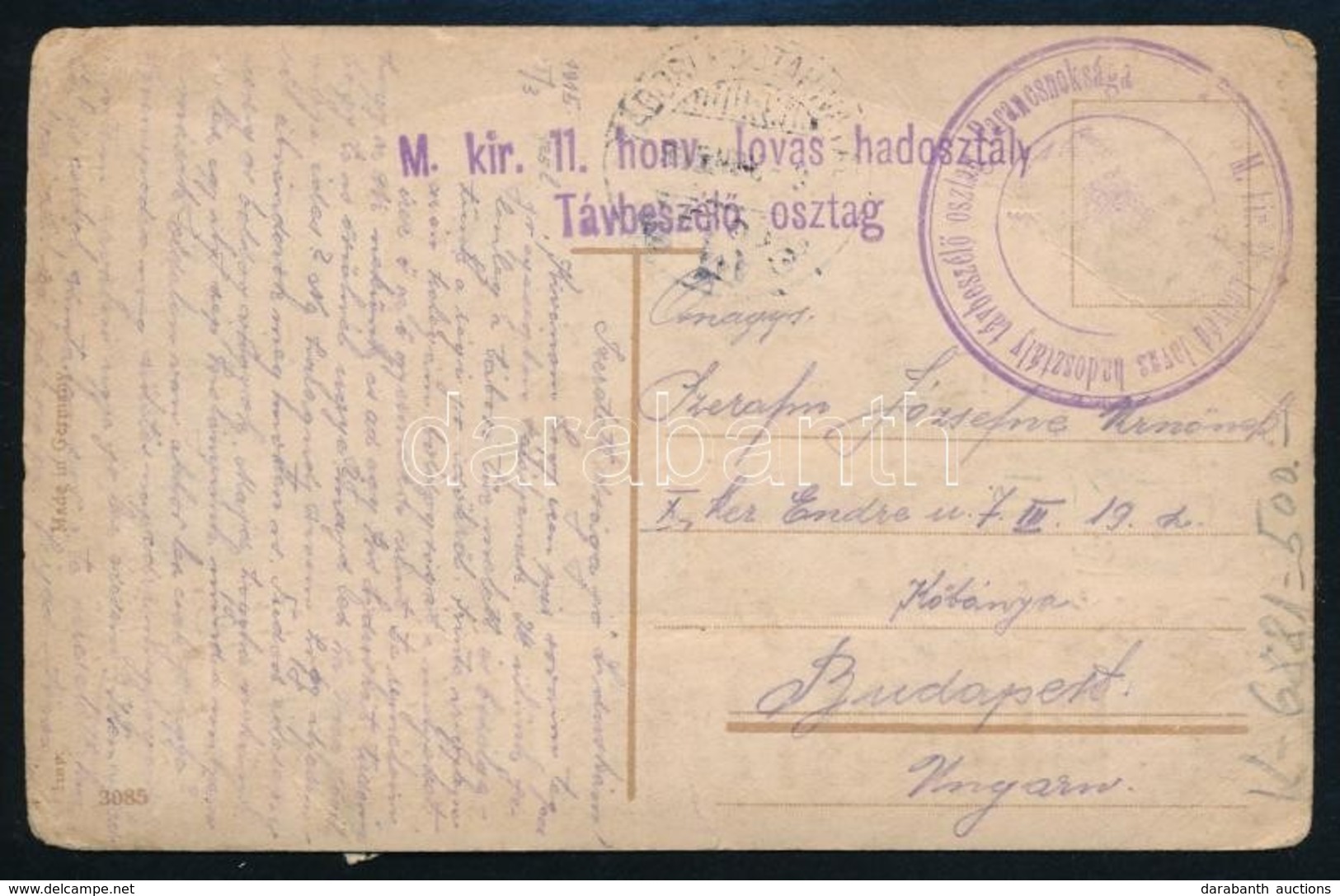 1915 Tabori Posta Levelez?lap ,,M. Kir. 11.  Honv. Lovas Hadosztaly Tavbeszel? Osztag' - Andere & Zonder Classificatie