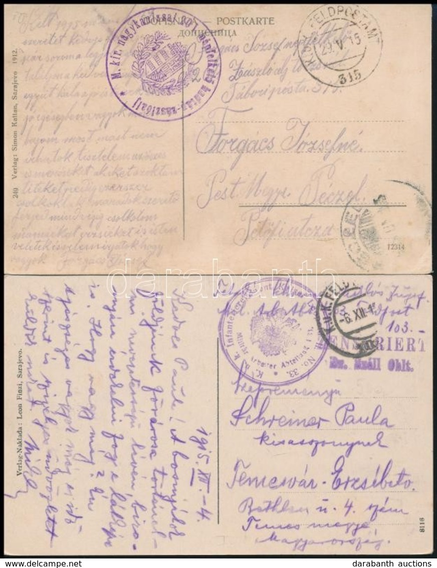 1915 2 Db Tabori Posta Kepeslap Boszniabol '103' , '315' - Other & Unclassified