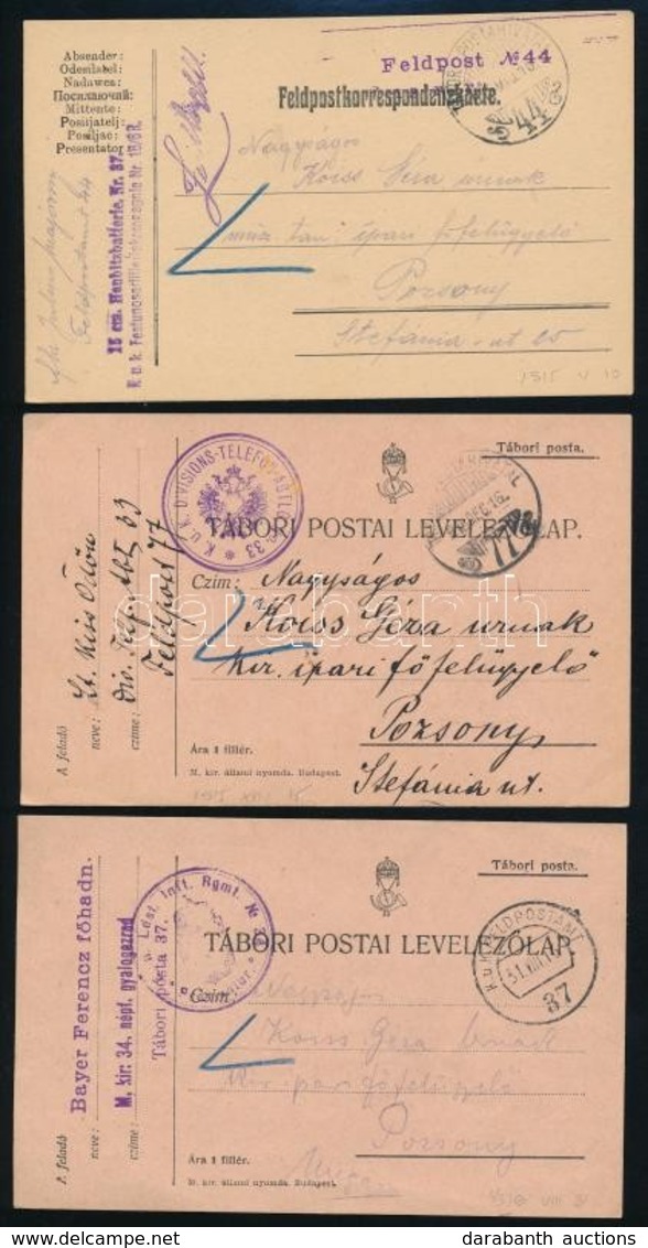 1915-1916 3 Db Tabori Posta Levelez?lap 'TP 44' , 'TP 77' , 'TP 37' - Andere & Zonder Classificatie