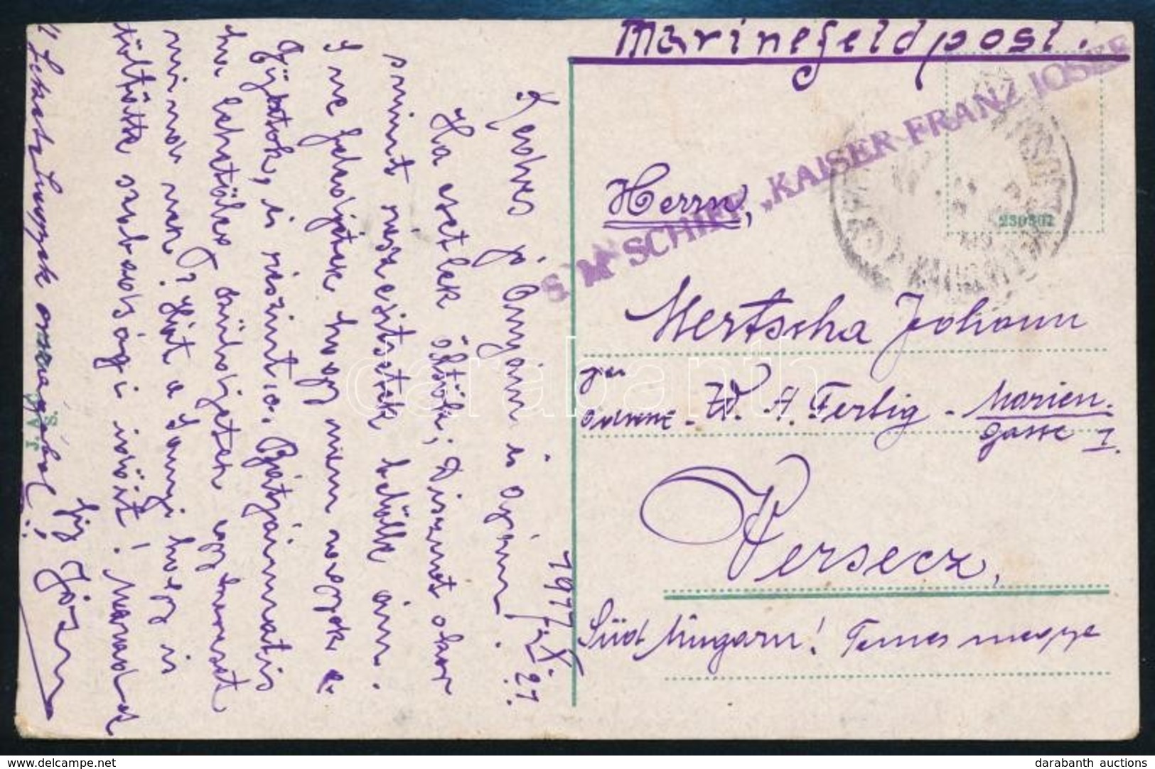 1917 Kepeslap ' S.M.SCHIFF KAISER FRANZ JOSEF I' - Andere & Zonder Classificatie
