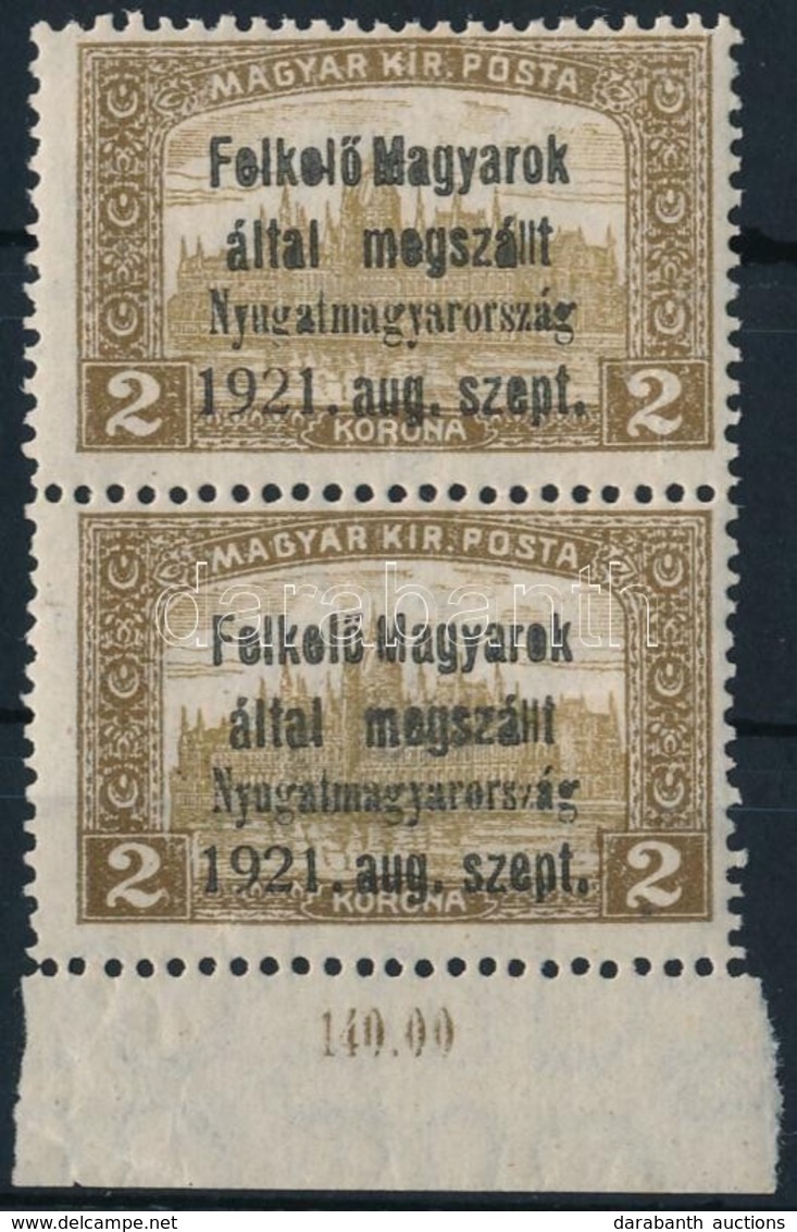 ** Nyugat-Magyarorszag I. 1921 Parlament 2K Ivszeli Par Bodor Vizsgalojellel (9.000) - Andere & Zonder Classificatie