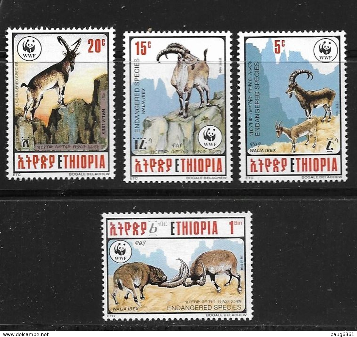 ETHIOPIE 1990 WWF-MOUFLONS  YVERT N°1281/84  NEUF MNH** - Neufs