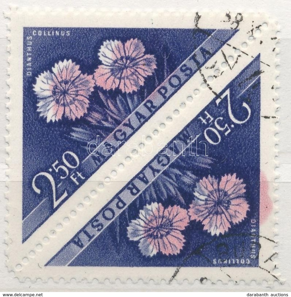 O 1958 Virag (III.) 2,50Ft Par 4 Cm-el Eltolodott Rozsaszin Szinnyomattal / Mi 1540 Pair With Shifted Rose Colour Prints - Other & Unclassified