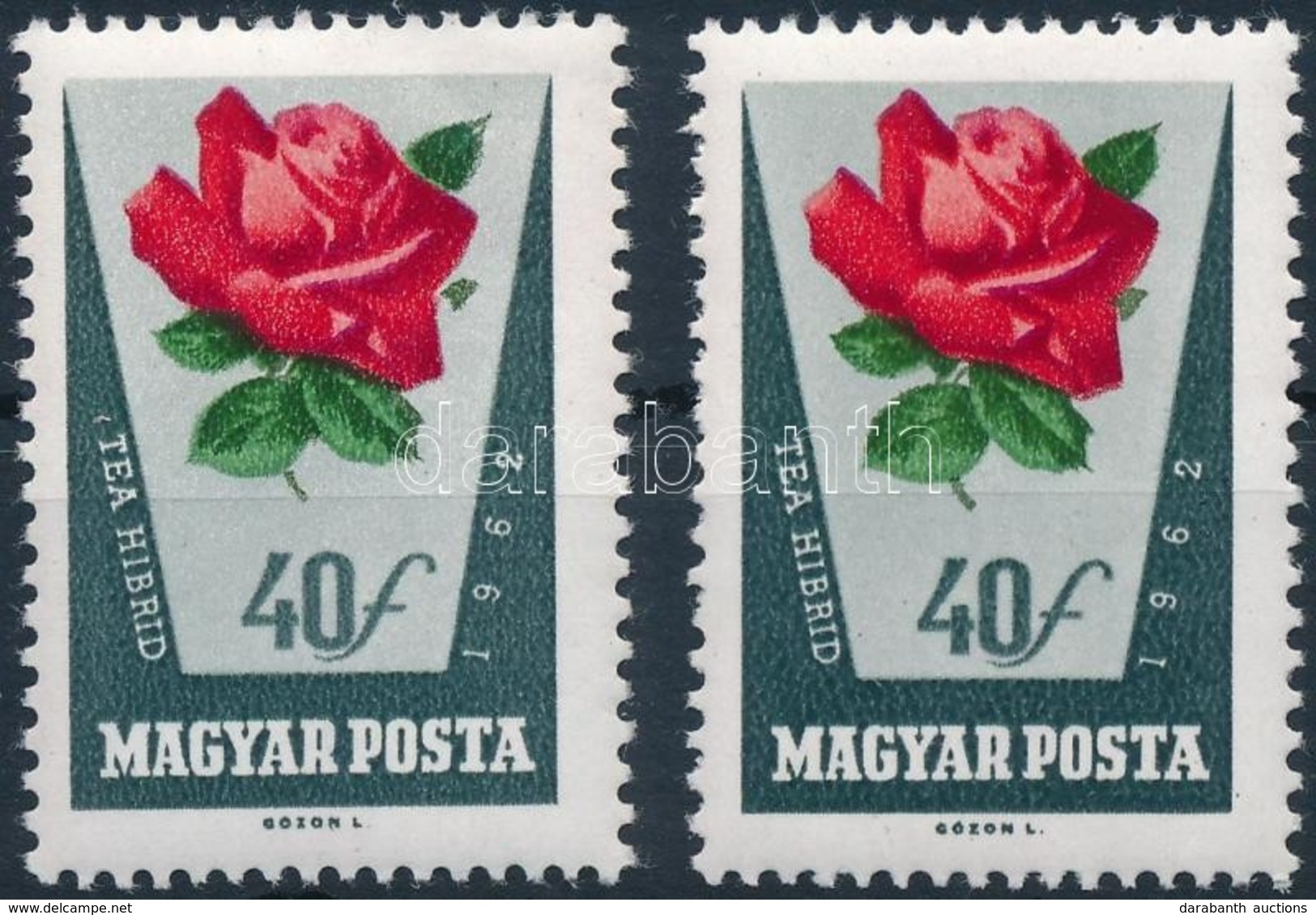 ** 1962 Rozsak 40f Szineltolodas ( A Jobb Oldali Level A Leveg?ben Log) - Andere & Zonder Classificatie