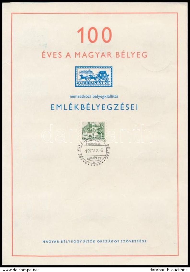 1971 100 Eves A Magyar Belyeg Nemzetkoezi Belyegkiallitas Emlekbelyegzesei Emleklapon - Andere & Zonder Classificatie
