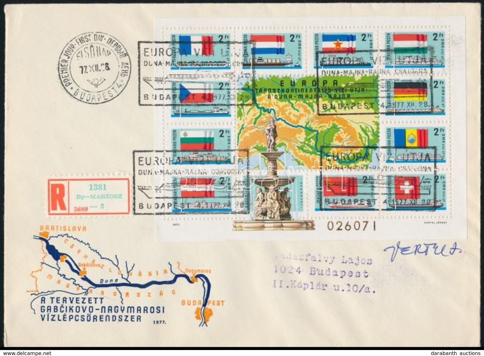 1977 Duna Blokk FDC-n A Tervez?, Vertel Jozsef Alairasaval - Andere & Zonder Classificatie