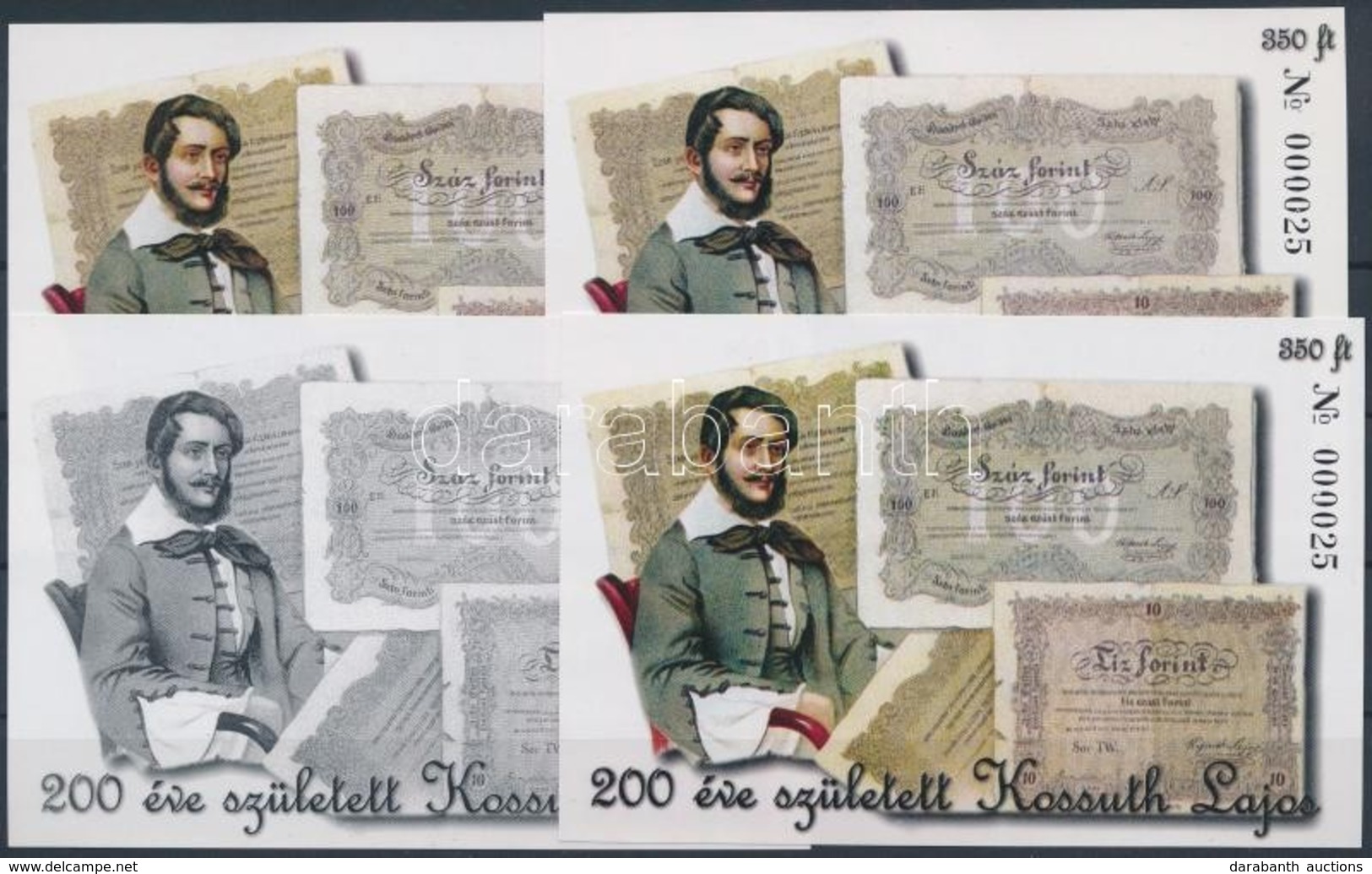 ** 2002/31 Kossuth Lajos 4 Db-os Emlekiv Garnitura Azonos Sorszammal (20.000) - Other & Unclassified