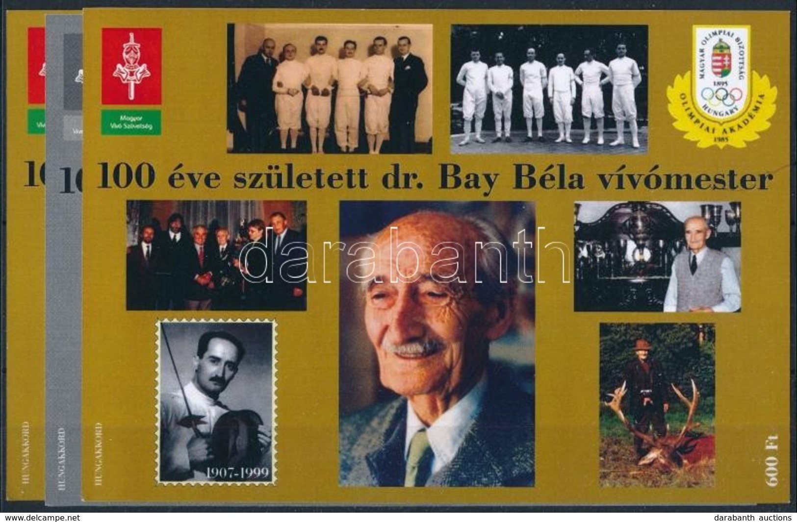 ** 2007 100 Eve Szueletett Dr. Bay Bela Vivomester 3 Db-os Emlekiv Garnitura - Other & Unclassified