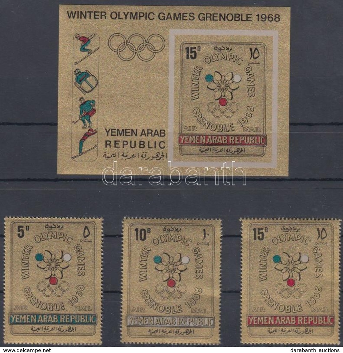 ** 1967 Teli Olimpia, Grenoble Sor Mi 613-615 + Blokk 60 B - Altri & Non Classificati