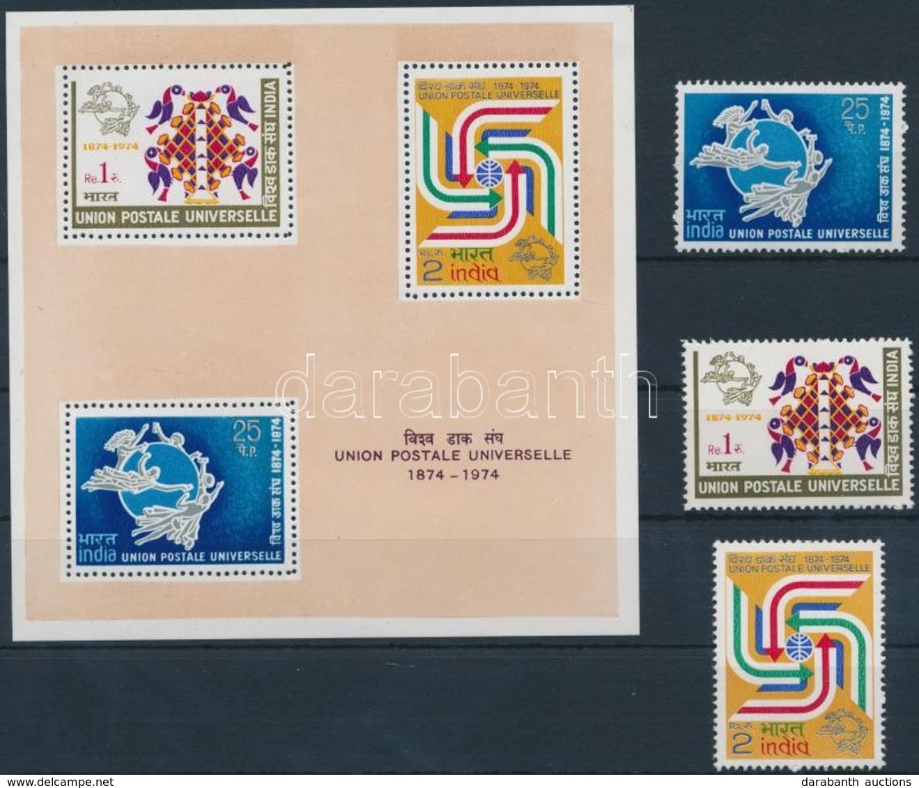 ** 1974 100 Eves Az UPU Sor Mi 603-605 + Blokk 3 - Andere & Zonder Classificatie