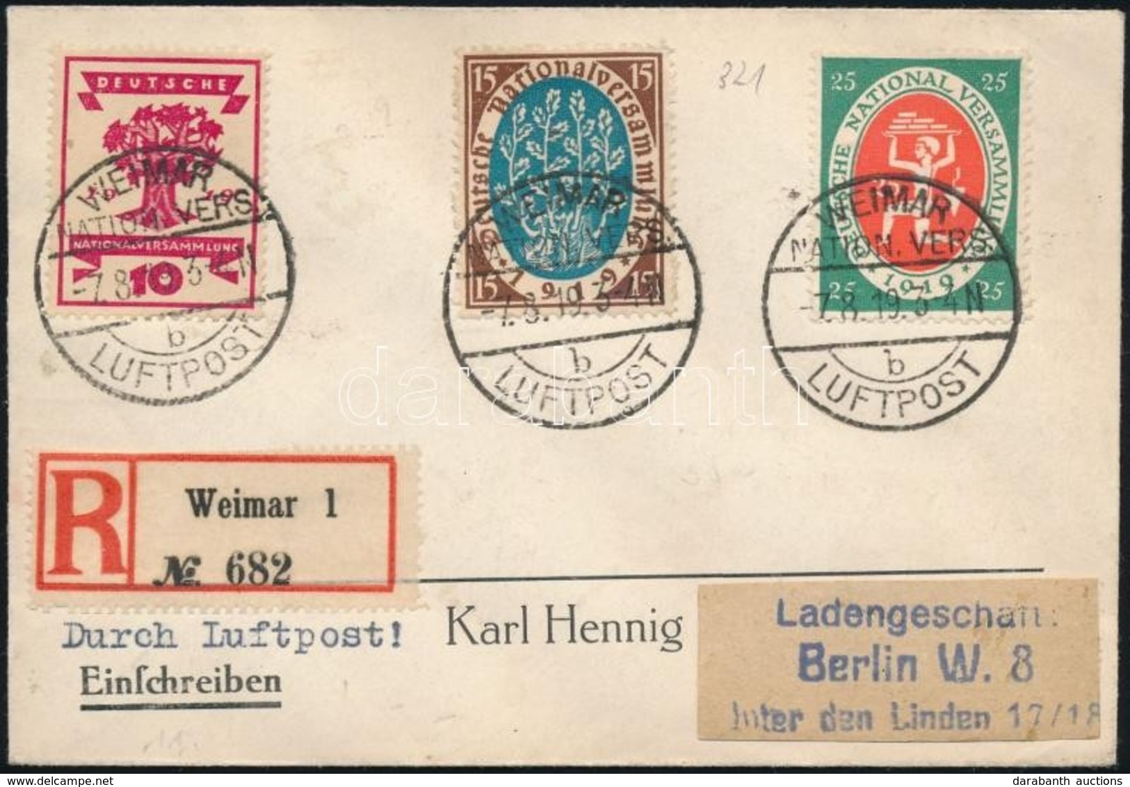 1919 Ajanlott Legi Level Berlinbe - Otros & Sin Clasificación