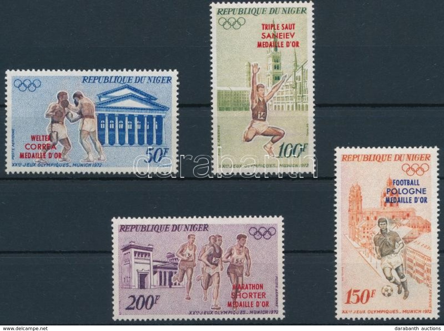 ** 1972 Olimpiai Aranyermesek Sor Feluelnyomassal Mi 348-351 - Andere & Zonder Classificatie