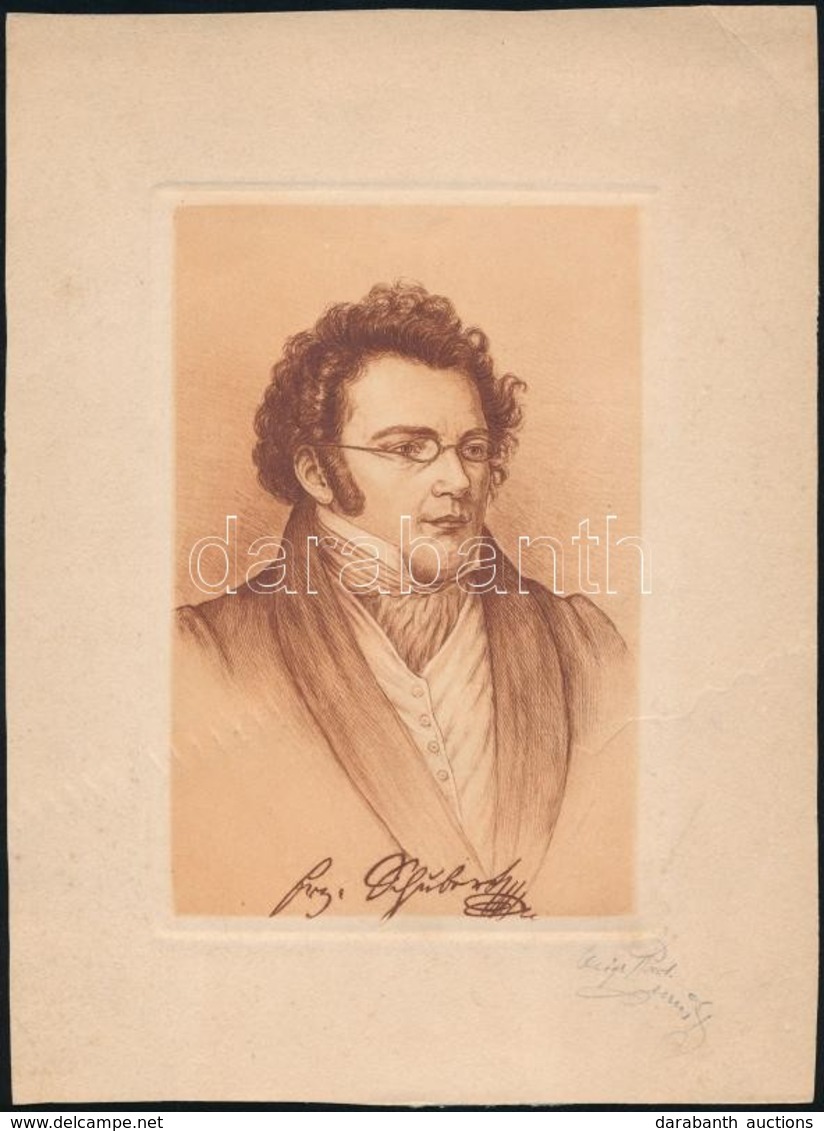 Robert Aust (?-?): Franz Schubert. Rezkarc, Papir, Jelzett, 16*11 Cm - Altri & Non Classificati