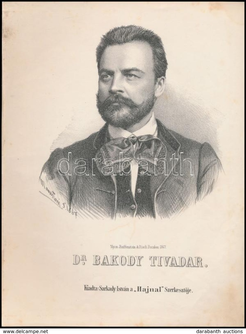 1867 Bakody Tivadar Jozsef (1825-1911) Orvos, Tanar K?nyomatos Kepe. Marastoni Jozsef Munkaja. / Lithographic Image Of F - Prints & Engravings