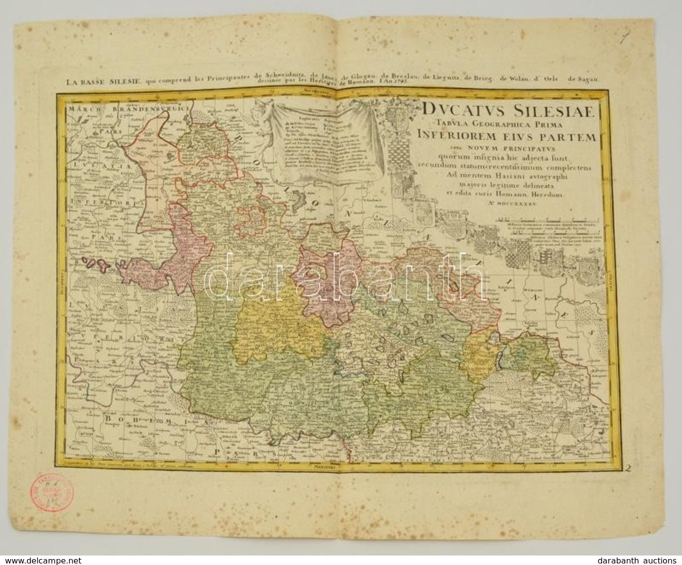 1745 Also-Szilezia Terkepe. Ducatus Silesiae Tabula Altera Superiorem Silesiam Exhibens Ex Mappa Hasiana ... Anno 1746.  - Stampe & Incisioni