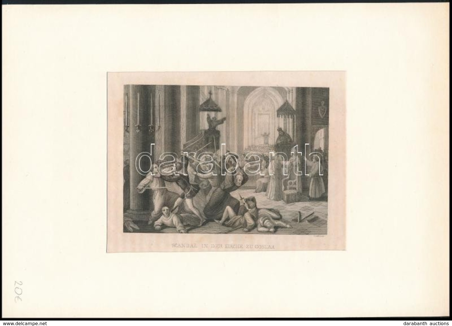 XIX. Szazadi Acelmetszetek: Botrany A Goslari Templomban, Az Augusus Diadaliv. Paszpartuban. / 2 Steel Engravings. Etchi - Prints & Engravings
