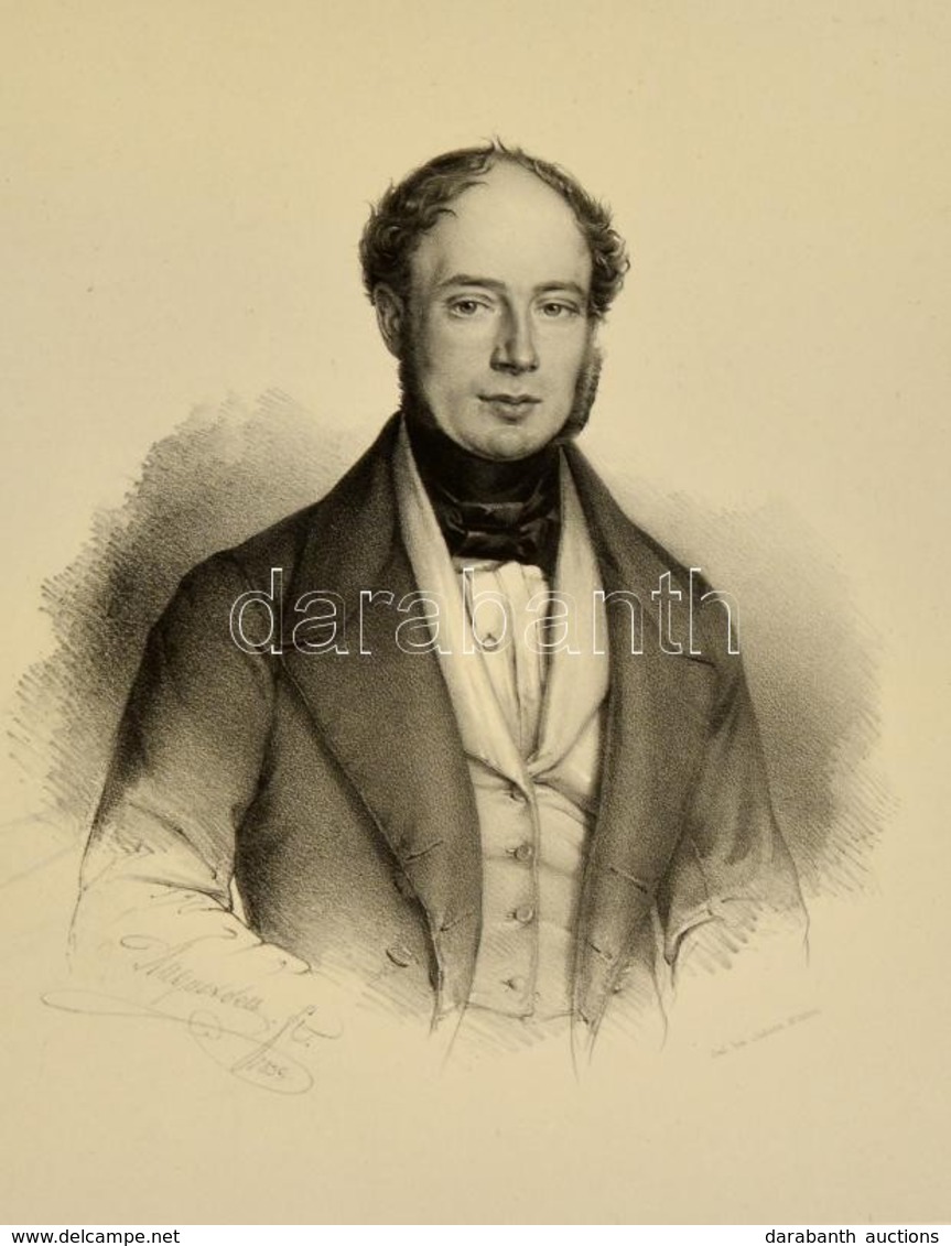 Cca 1839 August Selb (1812-1859): Azonositatlan Ferfi Portreja, Litografia, Papir, Johann Hoefelich,  Wien, 49*35,5 Cm - Prints & Engravings
