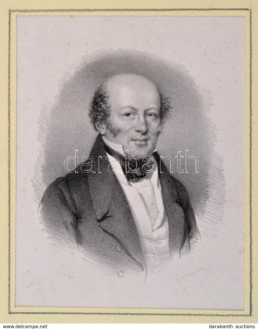 Cca 1840 Ferfi Portreja, K?nyomat, Papir, Leopold Fischer / Johann Hoefelich, Paszpartuban, 19*14,5 Cm - Prints & Engravings