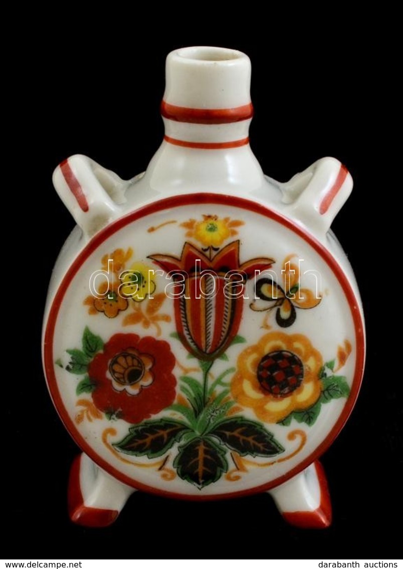 Zsolnay Porcelan Mini Kulacs, Matricas, Jelzett, Hibatlan, M: 7,5 Cm - Otros & Sin Clasificación