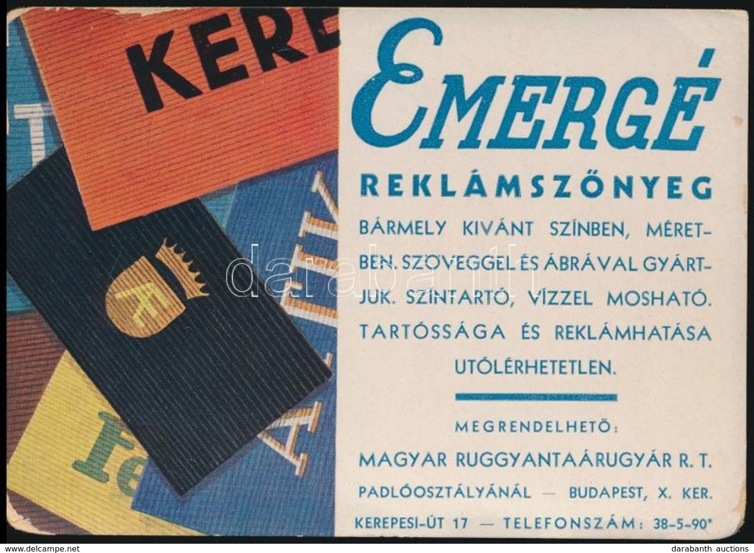 Cca 1940 Emerge Reklamsz?nyeg Reklamlap - Pubblicitari