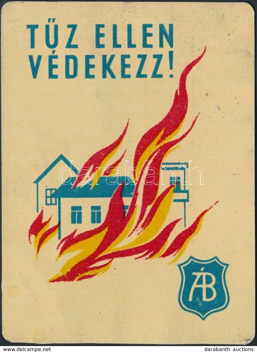 1955 T?z Ellen Vedekezz! Allami Biztosito, Fem Reklam Kartyanaptar, Kis Kopasnyomokkal - Advertising