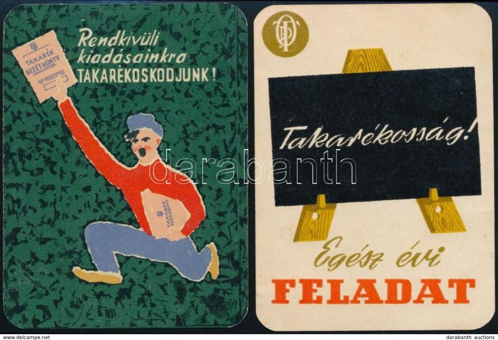 1956-1957 Orszagos Takarekpenztar 2 Db Kartyanaptar - Advertising