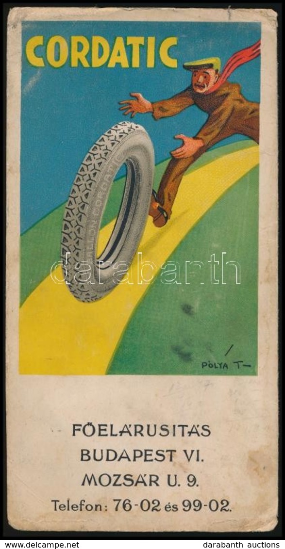 Cca 1920 Cordiatic Reklam Lap, Polya Tibor Grafikajaval, Litografia, Kisse Viseltes Allapotban22x11,5 Cm - Pubblicitari