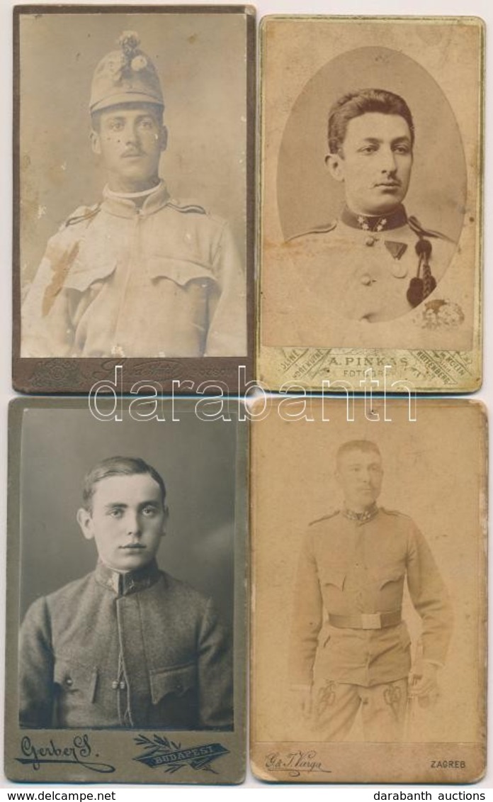 Cca 1890-1930 4 Db Katonakat Abrazolo Kemenyhatu Foto, Kueloenboez? Magyar Es Kuelfoeldi M?termekb?l, Cca 7x10 Cm - Altri & Non Classificati