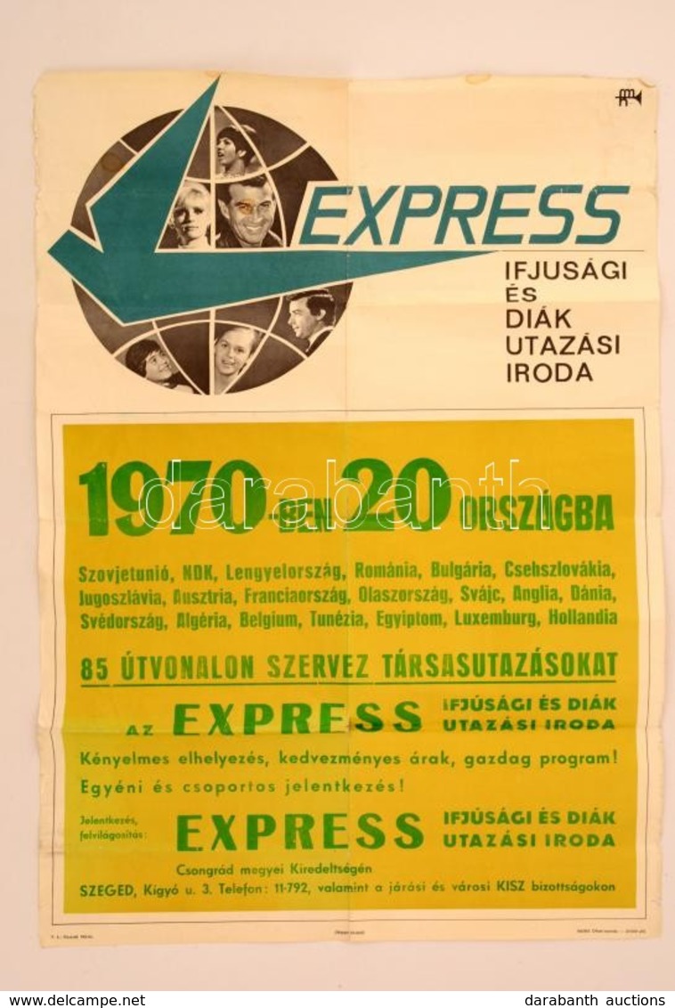 1970 Expressz Utazasi Iroda, Szeged. Nagymeret? Plakat 80x60 Cm - Non Classificati