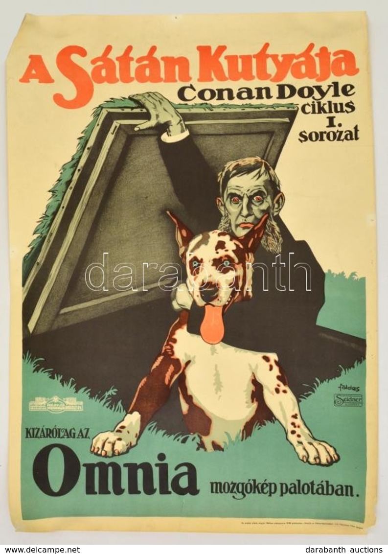 1968 Foeldes Imre: A Satan Kutyaja, Conan Doyle Ciklus I. Sorozat Plakatjanak Reprintje, Aljan Szakadas, 97x68 Cm - Other & Unclassified