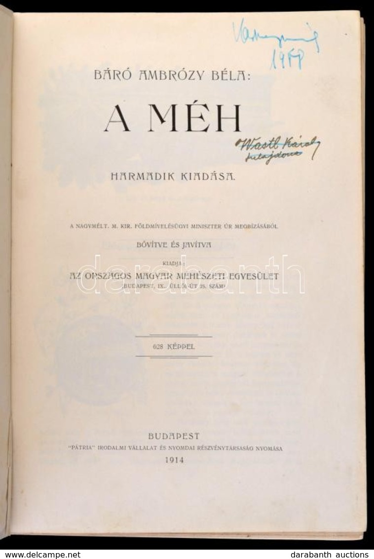 Baro Ambrozy Bela: A Meh. 628 Keppel. 3. Kiadas. Bp., 1914, Patria. Egeszvaszon Koetes, Hianyzo Gerinccel Kopottas Allap - Non Classificati