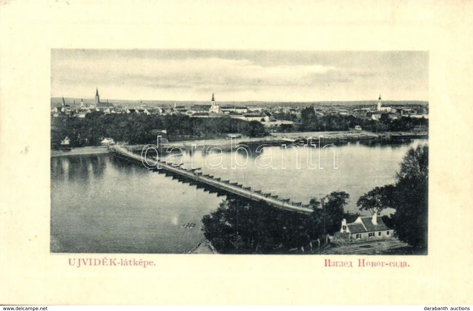 T2/T3 Ujvidek, Novi Sad; Latkep, Pontonhid (hajohid). W. L. Bp. 6367. / General View, Pontoon Bridge (fa) - Zonder Classificatie