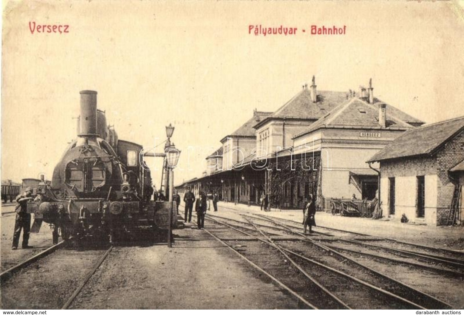 T3/T4 Versec, Vrsac; Vasutallomas Es G?zmozdony. W.L. Bp. 104. / Railway Station With Locomotive / Bahnhof (r) - Zonder Classificatie