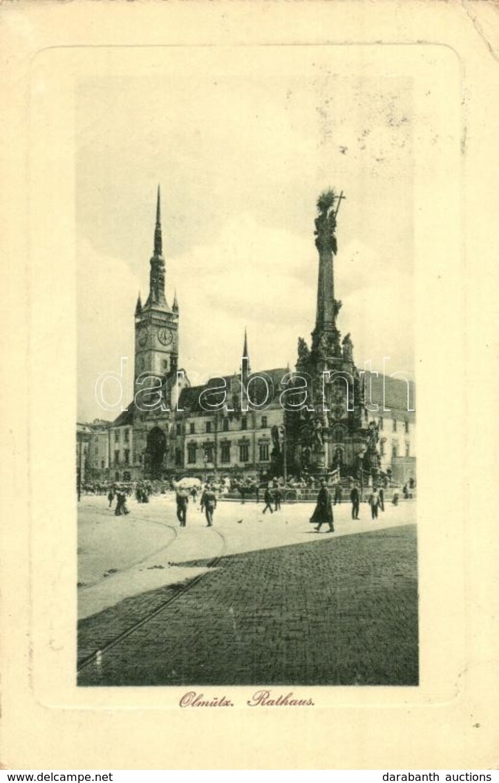 T2/T3 Olomouc, Olmuetz; Rathaus / Town Hall, Trinity Statue, Market Square, Vendors. W. L. Bp. 3074. (kopott Sarkak / Wo - Unclassified