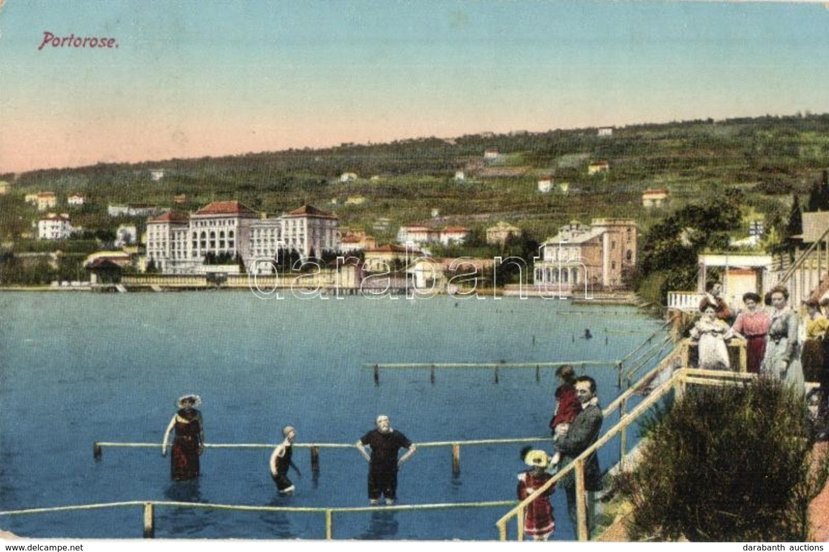 T2 Portoroz, Portorose; Beach, Bathing People. M. Cattai - Unclassified