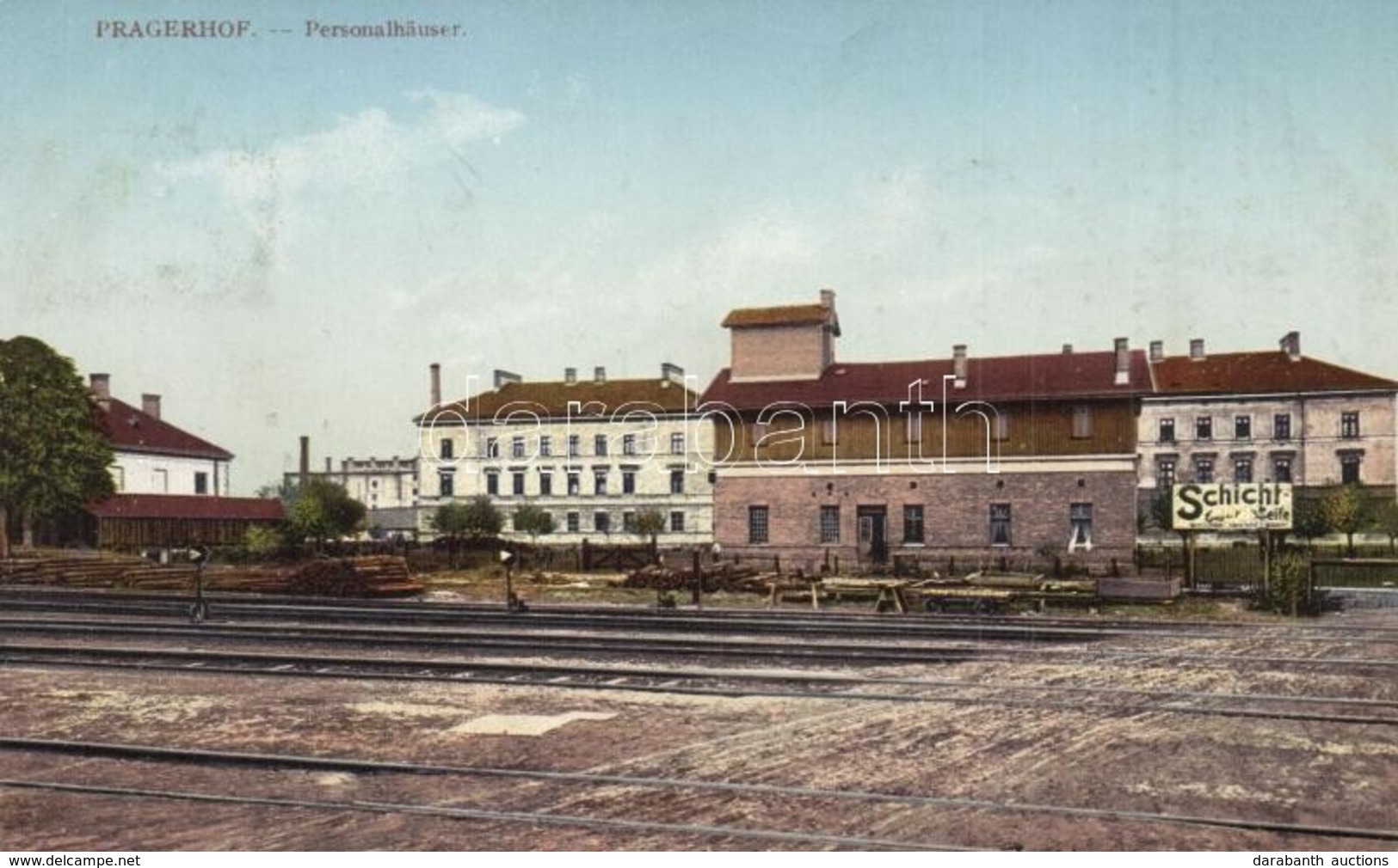 * T2/T3 Pragersko, Pragerhof; Personalhaeuser. Verlag Marie Nowak / Railway Station, Staff Houses, Schicht Soap Advertis - Unclassified
