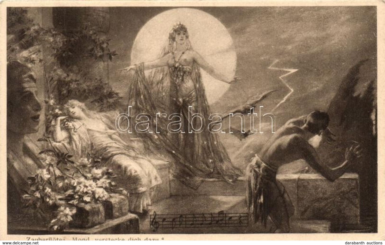 ** T2 Zauberfloete, Mond, Verstecke Dich Dazu / Erotic Art Postcard From The Magic Flute, B.K.W.I. 906/1. - Zonder Classificatie