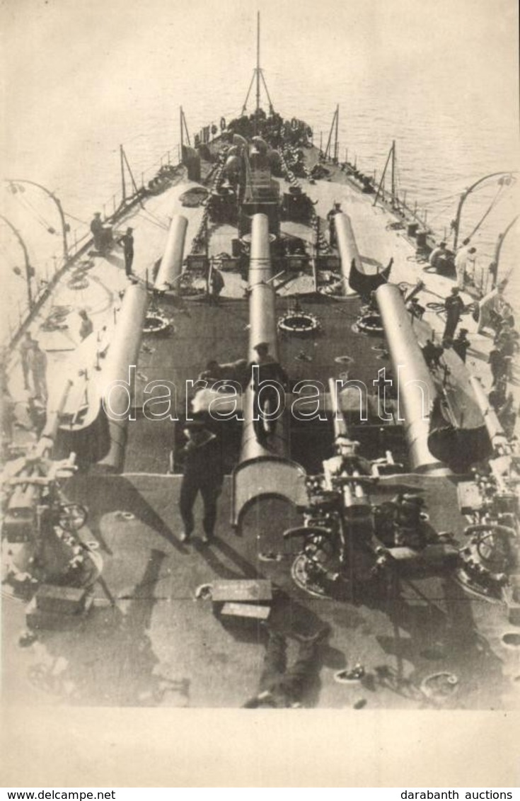 ** T2 SMS Prinz Eugen Osztrak-Magyar Haditengereszet Tegetthoff-osztalyu Csatahajoja, Els? Ket Torony 3-3 Loeveggel / K. - Unclassified