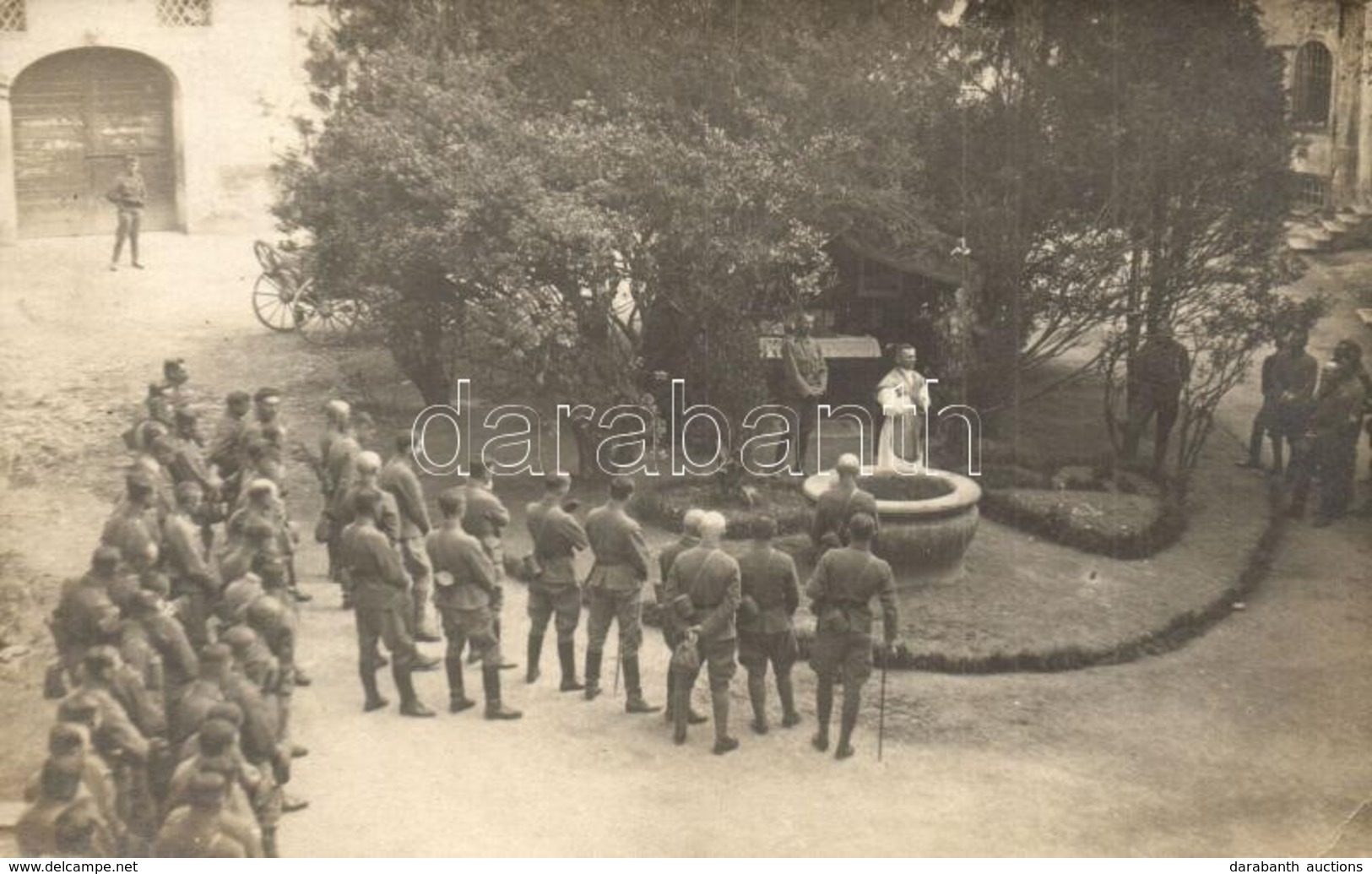 T2/T3 1918 Osztrak-magyar Katonak Tabori Mise Koezben / WWI K.u.k. Military, Soldiers At A Field Mass. Photo + K.u.k. In - Unclassified