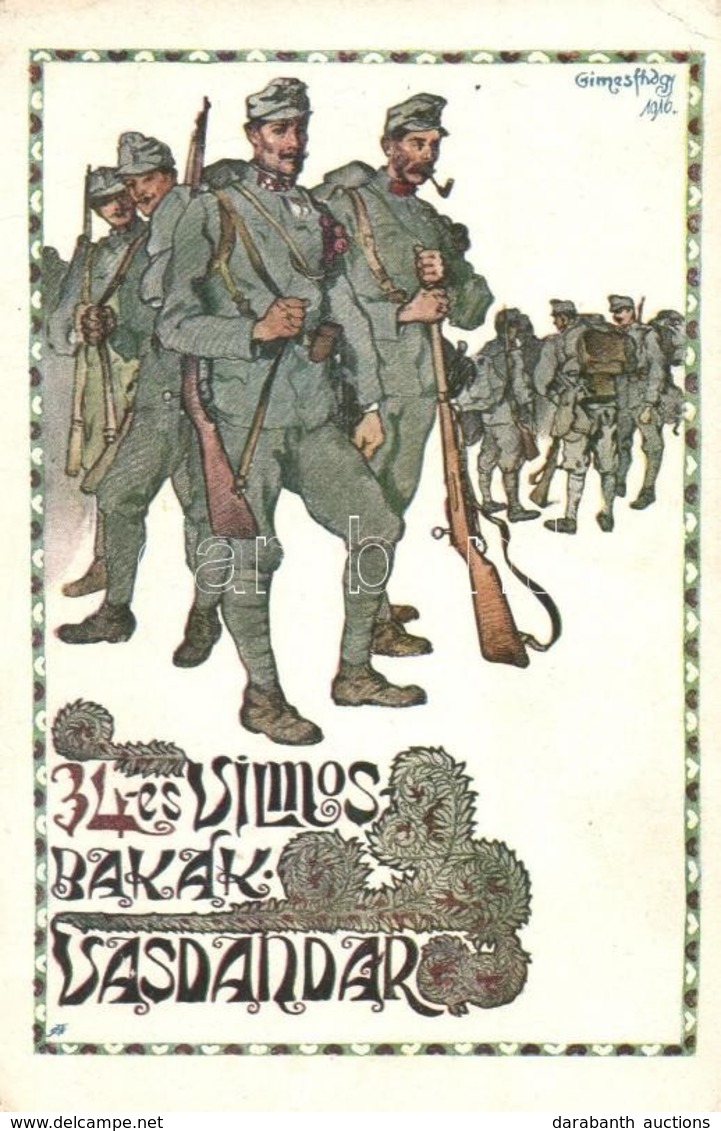 ** T2/T3 34-es Vilmos Bakak Vasdandar, Gimes Lajos F?hadnagy Alkotasa / Hungarian Infrantry Unit, WWI Military S: Gimes  - Unclassified