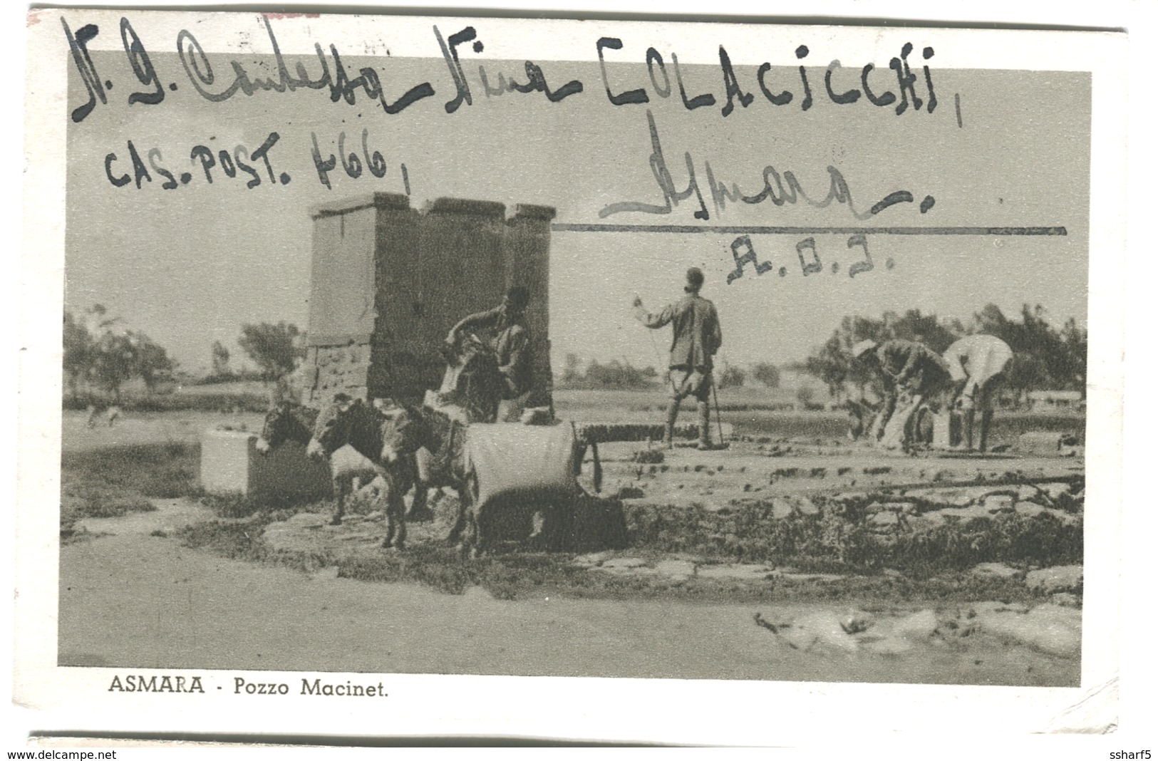 1938 Bellissima Franchigia Tricolori VIA AEREA Su Cartolina ASMARA Pozzo Macinet Andata In Svizzera - Italienisch Ost-Afrika