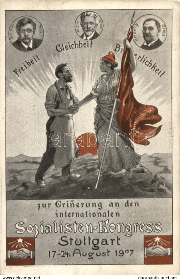 T2/T3 1907 Internationalen Socialisten-Kongress, Stuttgart / International Socialist Congress, Victor Adler, August Bebe - Non Classificati