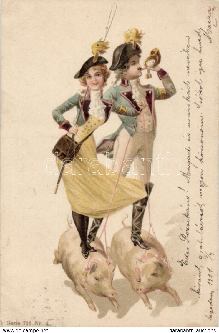 T2 New Year, Couple, Pigs Litho - Zonder Classificatie