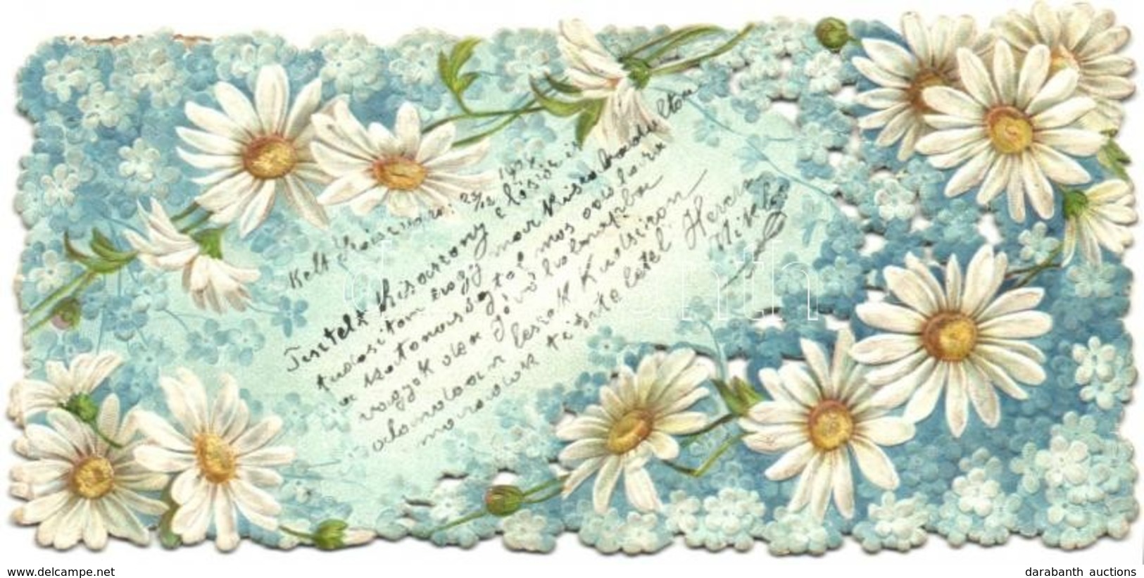 T2/T3 Floral Emb. Art Nouveau Litho Romantic Greeting Card (14 Cm X 6,5 Cm) (EK) - Zonder Classificatie