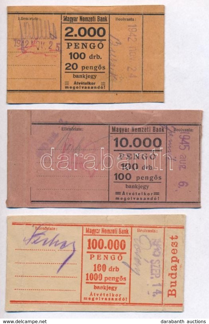 1942. Bankjegy Koetegel? 20 Peng?s Bankjegyekhez + 1945. 2xklf Bankjegy Koetegel? 100 Peng?s Es 1000 Peng?s Bankjegyekhe - Sin Clasificación