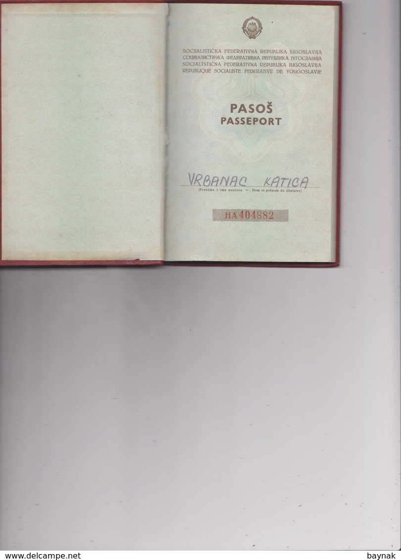 P76  --  SFR YUGOSLAVIA  ---     PASSPORT   --   LADY PHOTO  /  VISA  ZA SVE ZEMLJE  ( ALLE LANDE ) - Historische Dokumente
