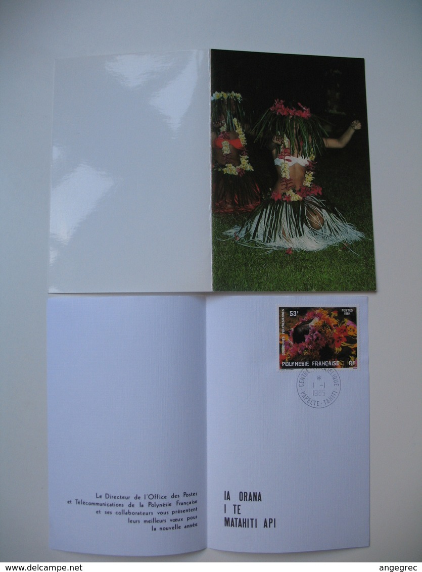 Carte Photo Personnage De  Polynésie  + Doc Des Postes Pour Les Voeux De 1985 Papeete Tahiti - Lettres & Documents